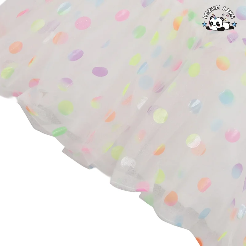 LEZONKIDS - Tulle Skirt Girls Colorful Polka Dotted Ball Gown Silhouette Mini Length Formal Novelty Bow Plaid Made Chiffon Skirt